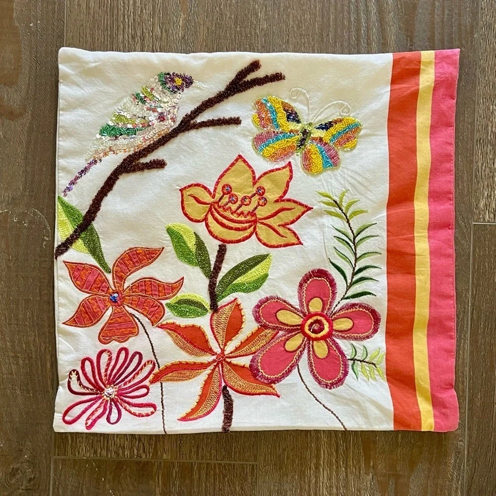 Floral Embroidered Pillow Cover Pier 1